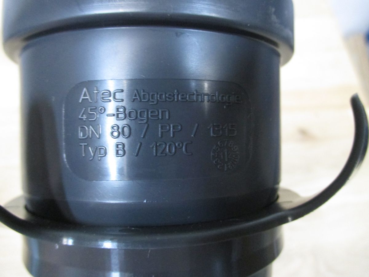 Atec Abgas Bogen 45° DN 80 / 125 Edelstahl weiß beschichtet Nr 711715    K18/164 