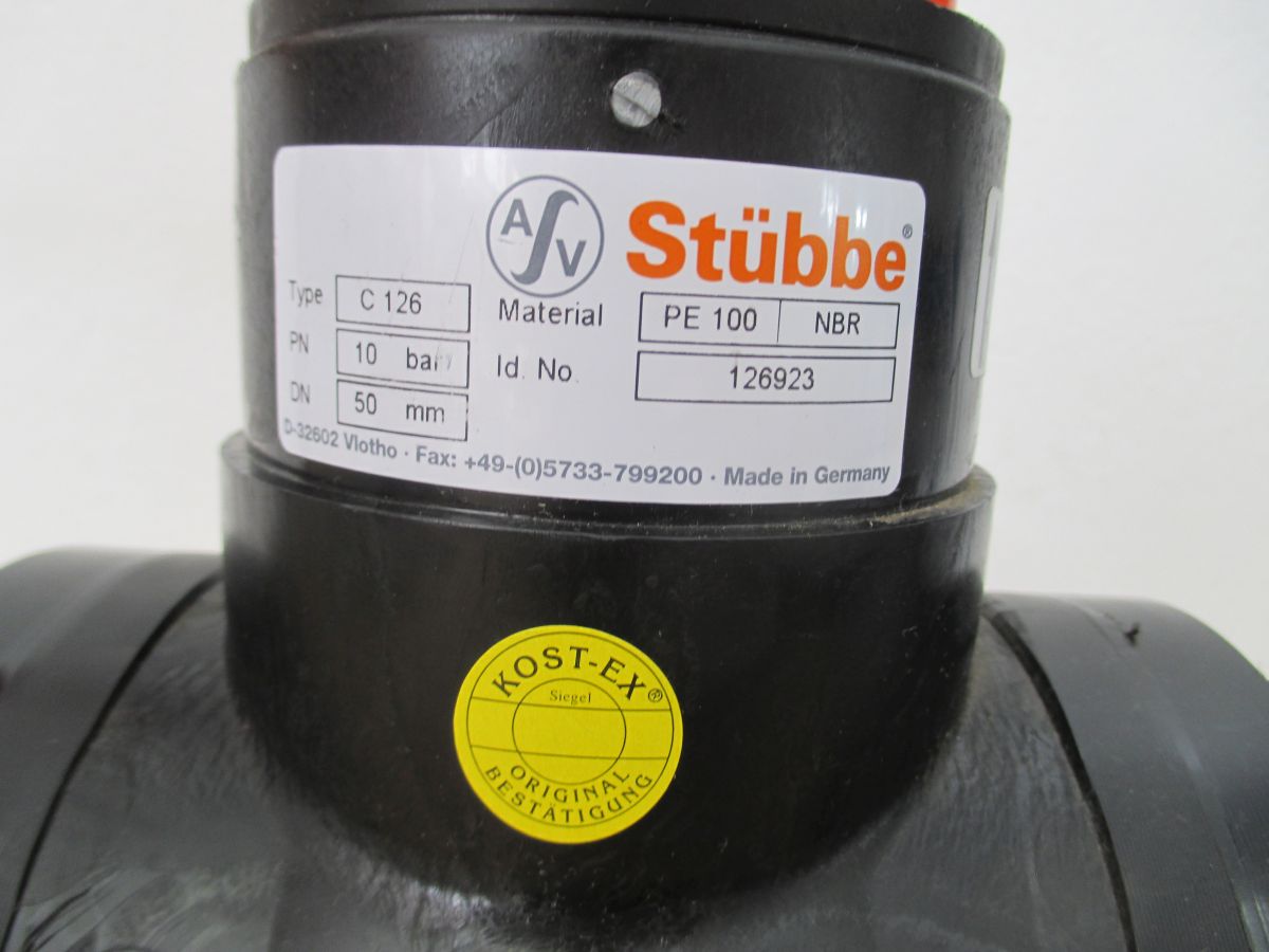 STÜBBE C 126 Kugelhahn DN 50 d 63 PE Schweißstutzen Bestnr.: K18/327