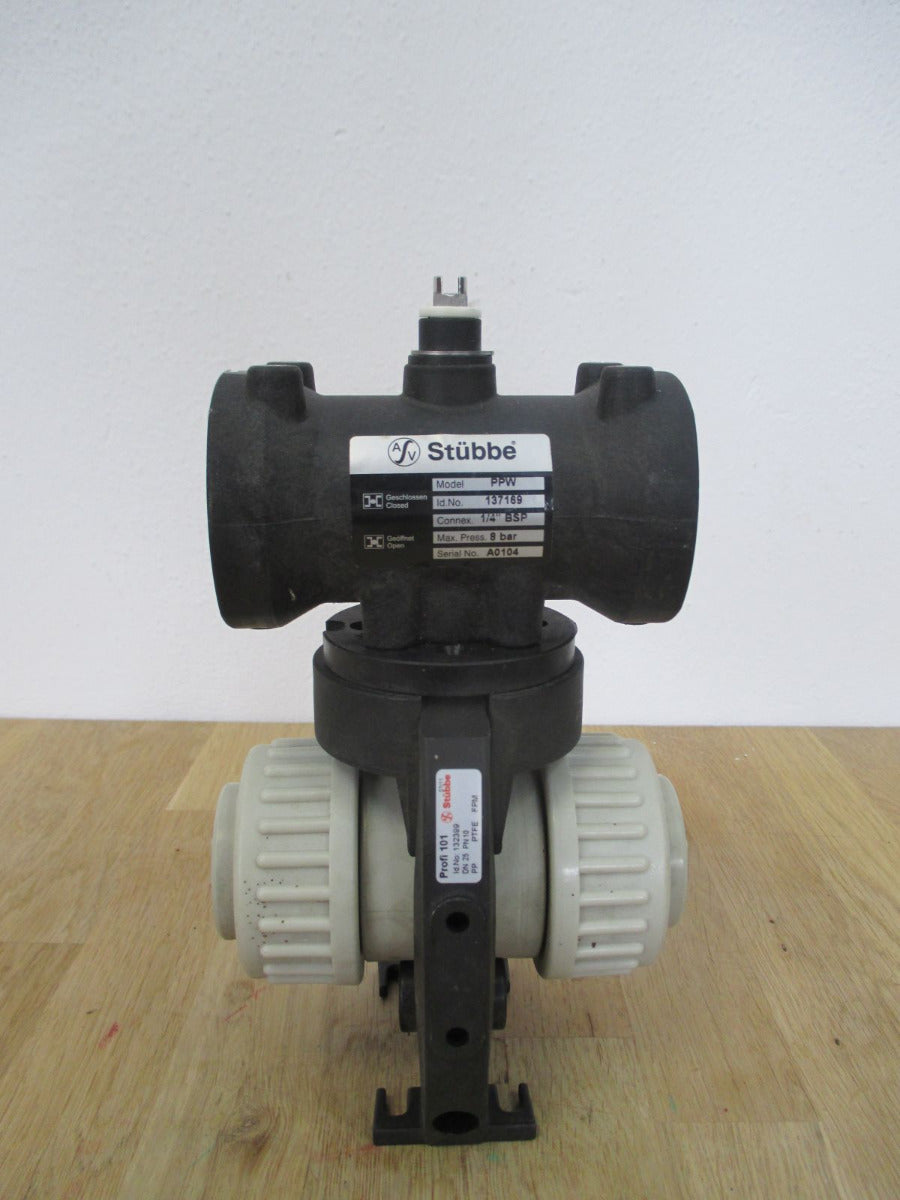 Stübbe Profi 101 Kugelhahn pneumatisch DN 25 PN 10 Pumpenkost K18/340