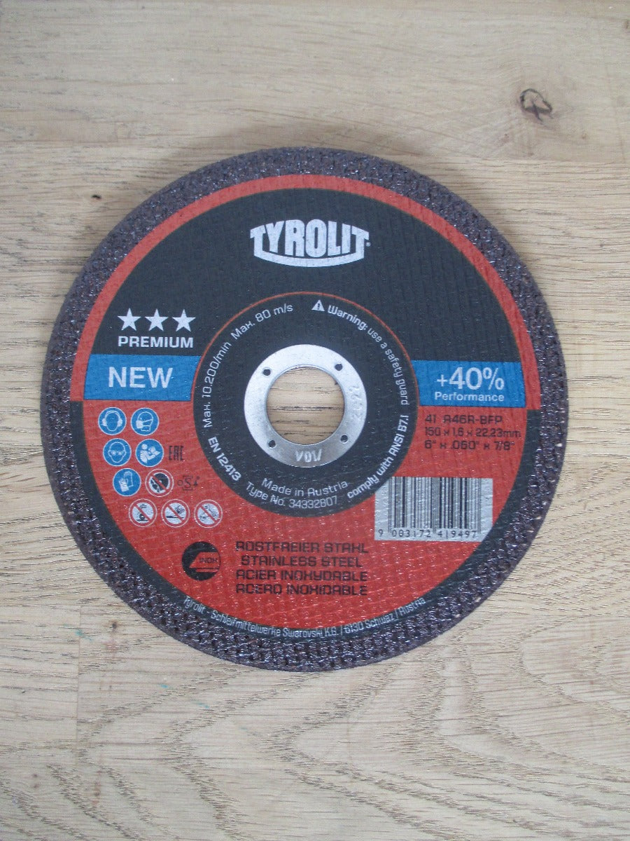 Trennscheibe Tyrolit A46R-BFP für Inox 150 x 1,6 x 22,23 mm K18/536