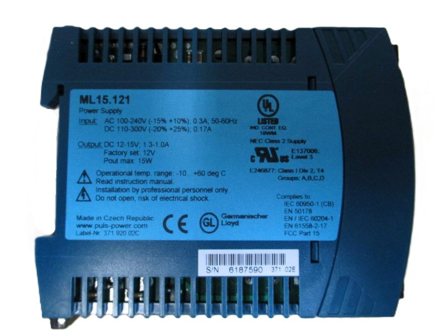 Puls ML 15.121 Netzteil pri. 230V  sec. 12-15V DC  1.3-1A Trafo  K18/89