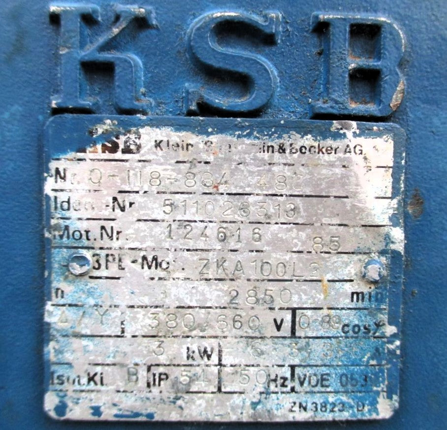 KSB ETABLOC - G32 - 125 / 302 Kreiselpumpe 3x400V 3kW P13/1512