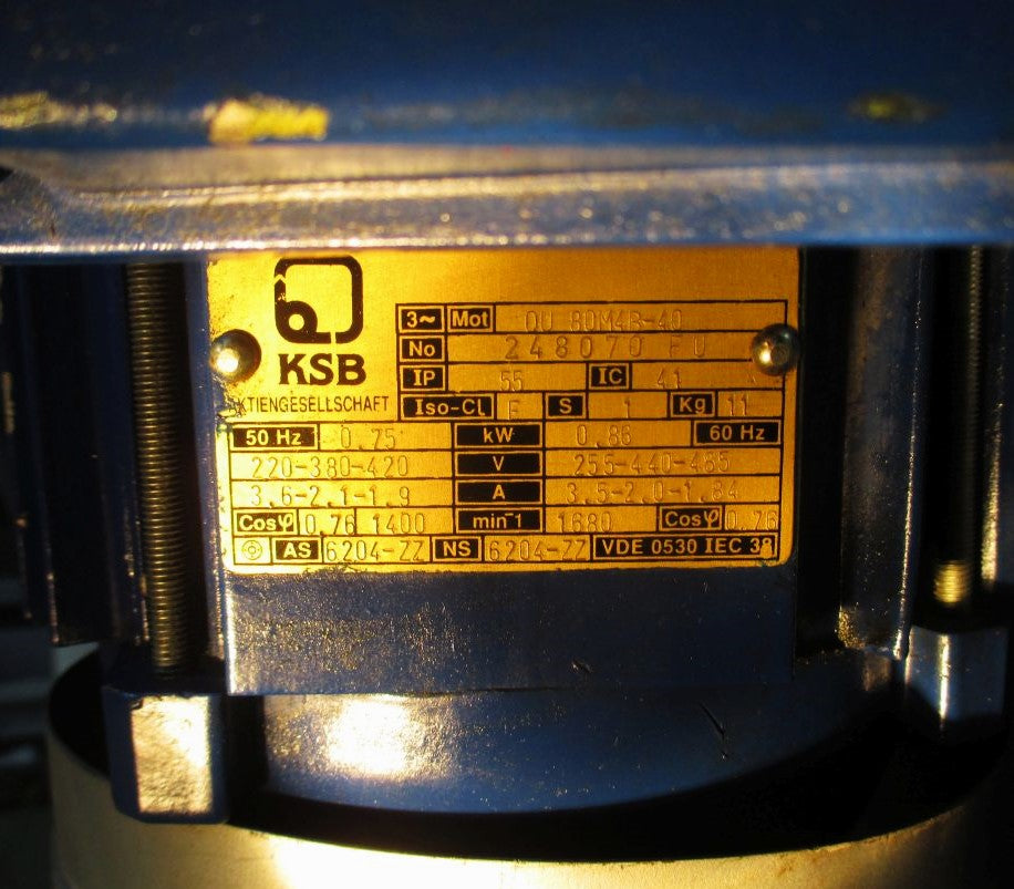 KSB ETANORM - G 50 - 125 G10 Kreiselpumpe 3 x 400V 750W P14/996