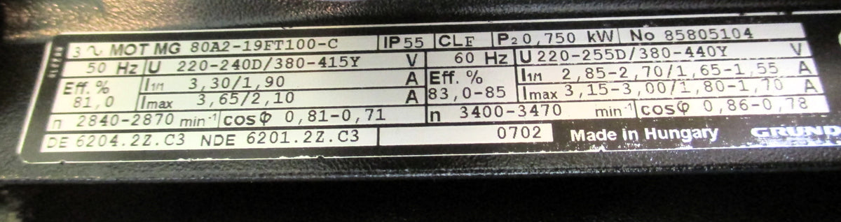 Grundfos SPK 4-11/11 A-W-I-BUBE Tank- Kühlmittelpumpe  3x400 V P15/191