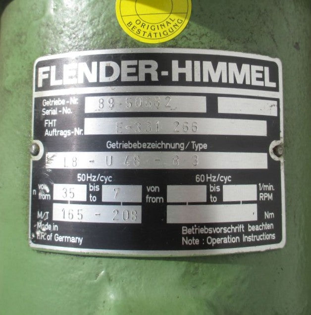 Flender Himmel Getriebemotor 18 - U48 - 8 3 Motor 3x400V Reibradgetriebe P15/605