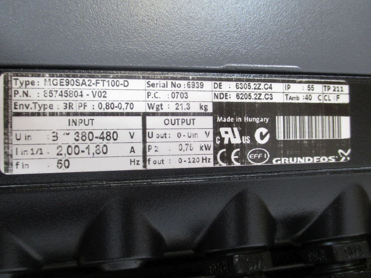 Grundfos MGE 90SA2-FT100-D Pumpenmotor Elektronik 3x400V  P16/395