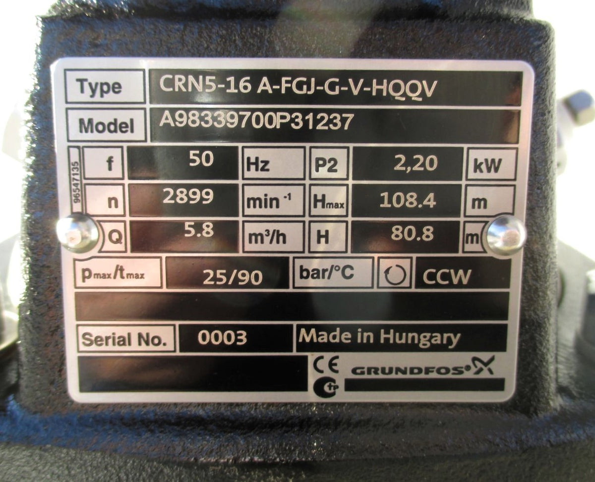 Grundfos CRN 5-16 A-FGJ-G-V-HQQV Druckerhöhungspumpe P16/432 