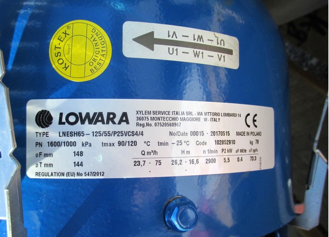Lowara LNESH 65 - 125/55/P25VCS4/4 Inlinepumpe Kreiselpumpe 3x400V 5,5kW P21/24