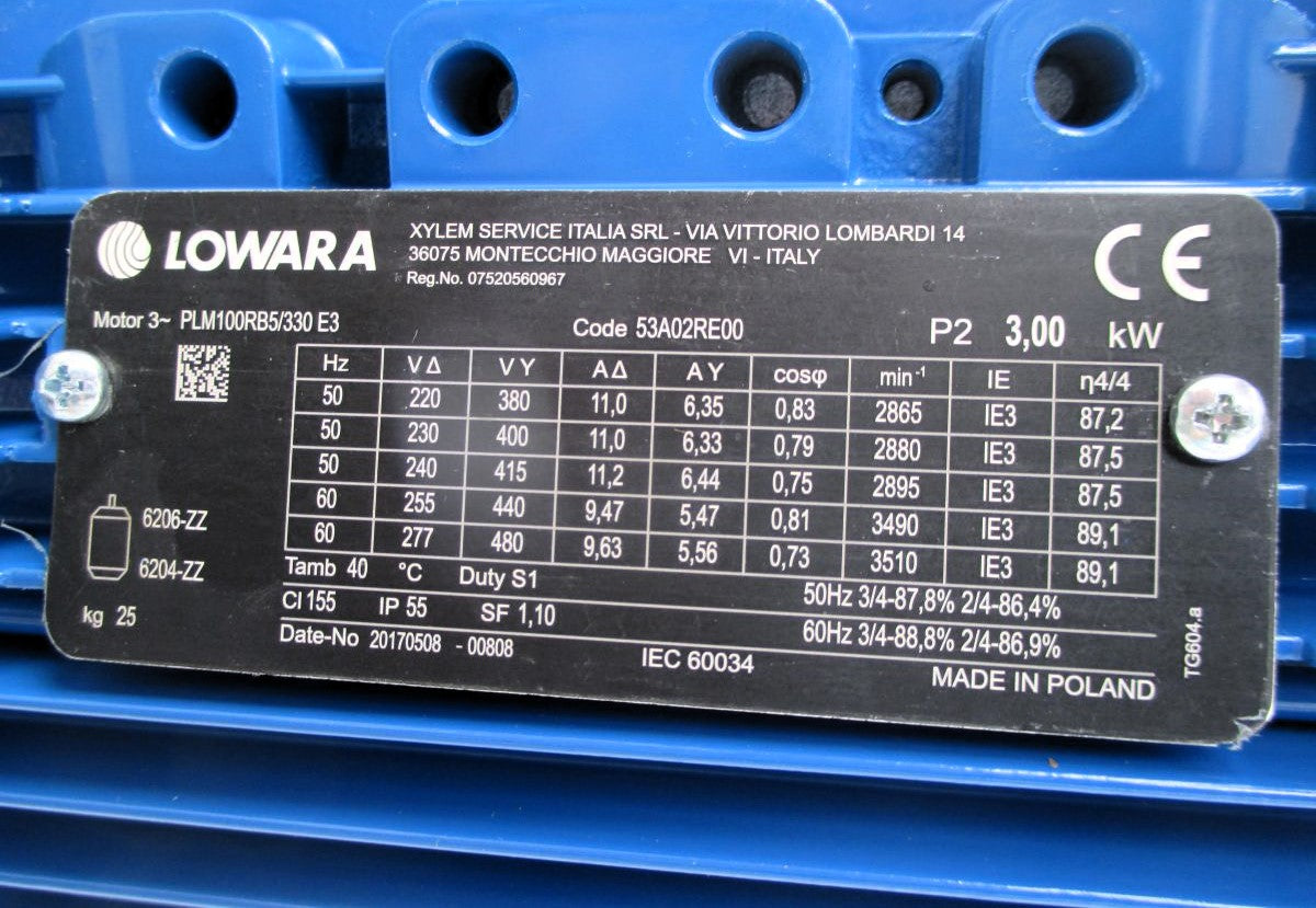 Lowara LNEEH 50-125/30 / P25 RC S4/4 Inlinepumpe 3kW 3x400V P21/40