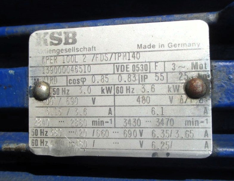 KSB KPER 100 L 2 /FDS/TPM140 Druckerhöhungspumpe  3x400V 3kW   P9/718