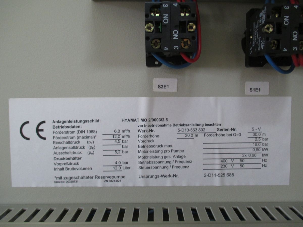 KSB Hyamat MO2/0603/2.5 VD Schaltkasten Pumpensteuerung S11/150