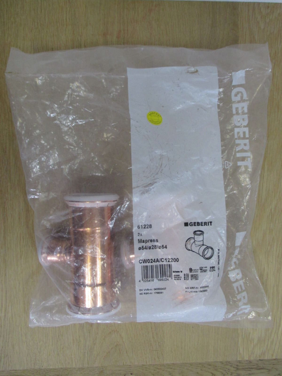 Geberit Kupfer Mapress T-Stück 54x28x54 mm Set (2 Stk.)  S12/340