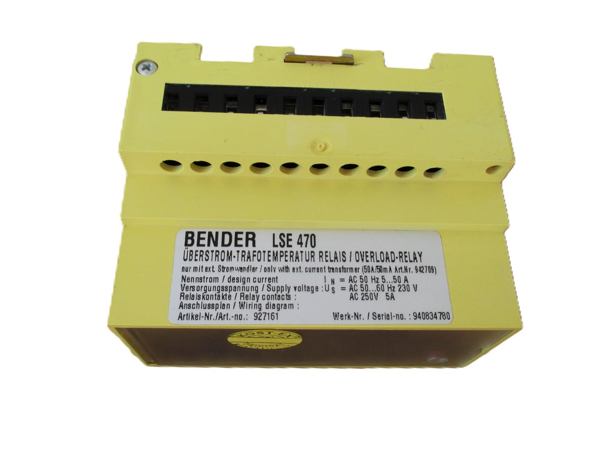 Bender LSE 470 Überstrom - Trafotemperaturrelais / Overload Relay  S14/358