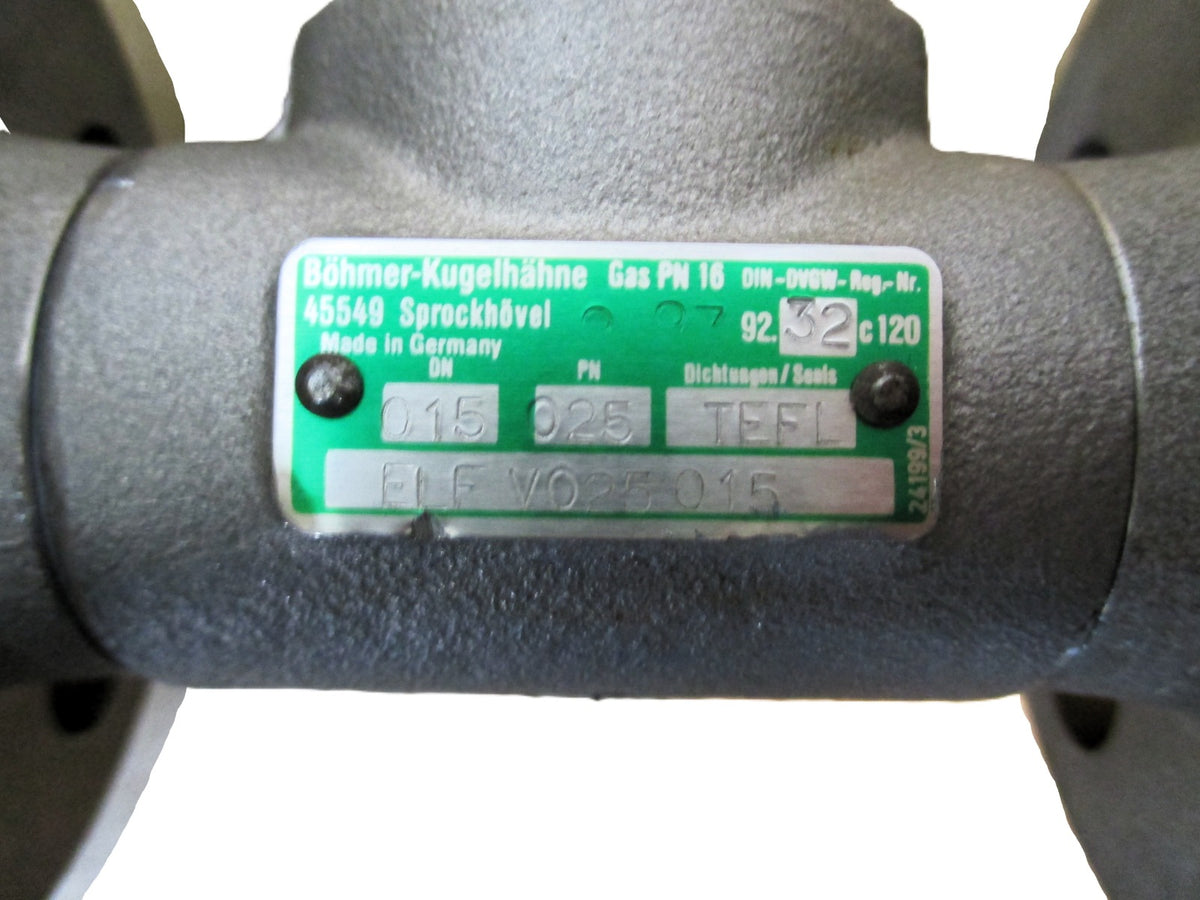 Böhmer Kugelhahn DN 015 - PN 025 ELF VO25015 Gaskugelhahn S15/101