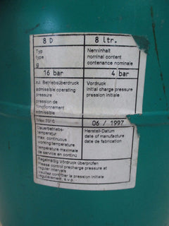 Druckausdehnungsgefäß Druck Behälter Stickstoff 8 D 8ltr für Trinkwasser S17/20