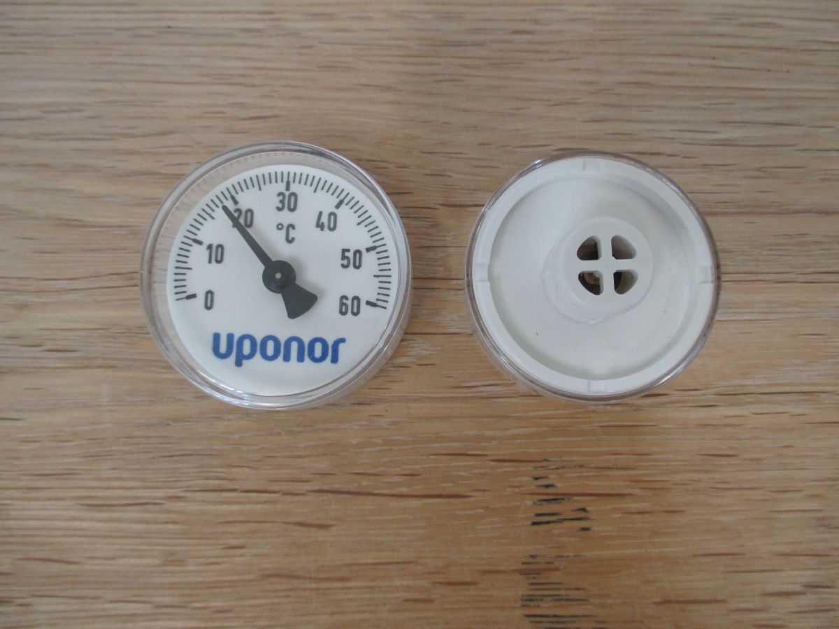 Uponor Provario Klick-Thermometer 0-60°C Verteiler Absperrhahn Pumpenkost S17/60