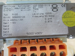 Tranformator Schlösser A 100 pri 460 +- 5% sek 115 V 0,87A 100 VA KOST-EX T16/2