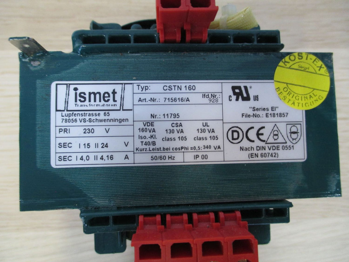 Trafo Ismet CSTN 160 pri 230 V sec 15 V 24 V 4,16 A 4 A 160 VA KOST-EX T9/355