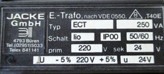 Jacke ECT pri 220V AC ± 5% sek 24V 250VA Trafo T9/620