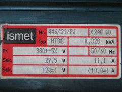 Trafo Ismet MTDG pri 380 V ± 5% sek 29,5 V AC 11,1 A 240 Watt KOST-EX T9/621