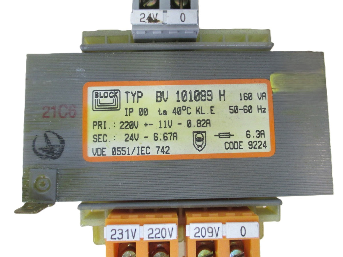 Block BV 101089 H Trafo  pri. 220 V + - 11 V 0,82A sec. 24V - 6,67 160 VA T9/762