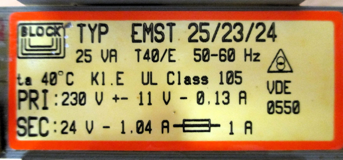 Block EMST 25/23/24 Trafo  pri.230V +/- 11V  sek.24V  25 VA  T9/933