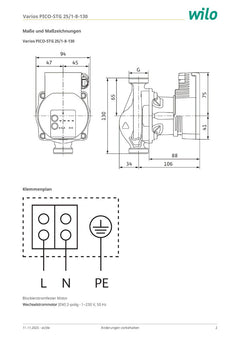 Wilo Varios PICO STG 25/1-8 130 vielseitigste Austauschpumpe 1x230V Umwälzpumpe PK25/339