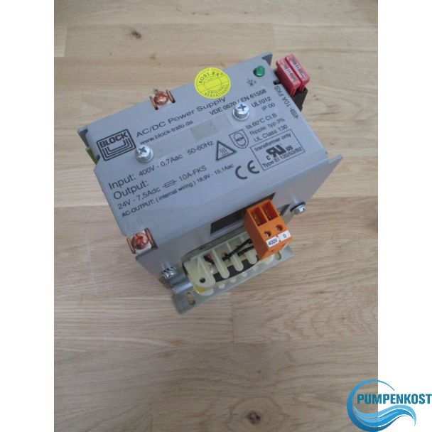 Trafo Block Power Supply input 400 V AC output 24 V DC 7,5 A KOST-EX T9/61