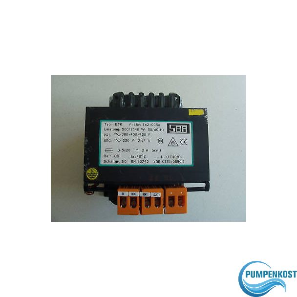 Transformator pri 380 - 400 - 420 V sec 230 V 400 VA   T9/132