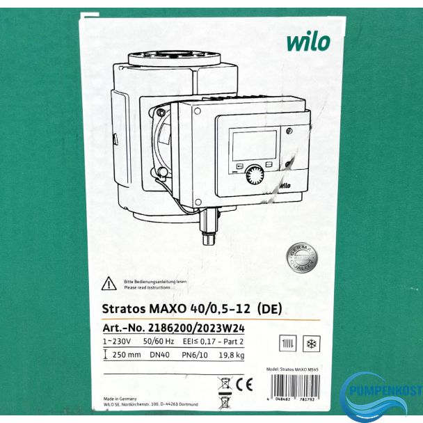 Wilo Stratos MAXO 40/0,5-12 Umwälzpumpe Heizung 230V 250 mm, PN6/10, Art.-Nr. 2186200  P26/7