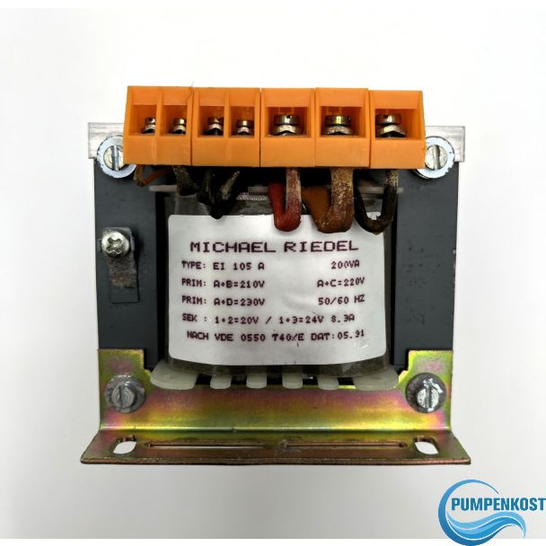 Michael Riedel EI 105 A Trafo pri. 210 220 230V sec. 20 24V 200VA   T10/146