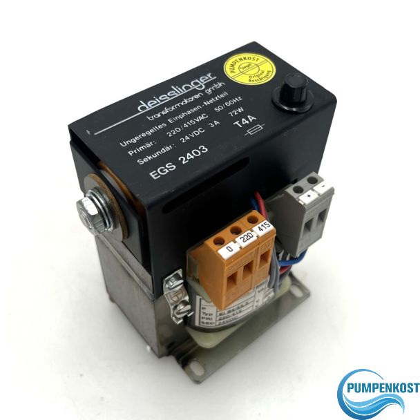 Deisslinger EGS 2403 Transformator 220/415V → 24V DC 3A Trafo Industrie T9/25