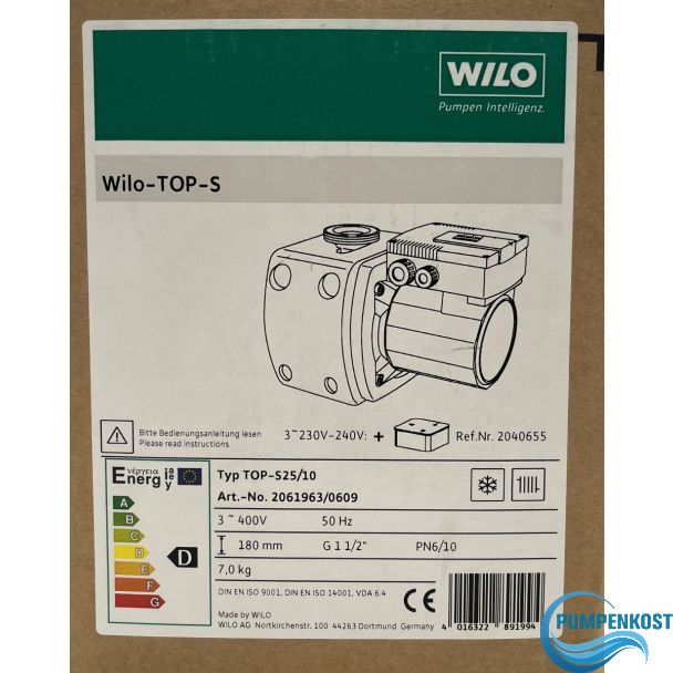 Wilo Top S25/10 Heizung Umwälzpumpe 3x400V P21/73