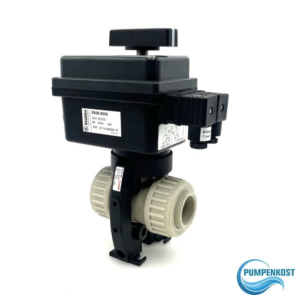 Stübbe Profi 101 Kugelhahn elektrisch DN 25 PP PN10 24 V AC/DC K18/328