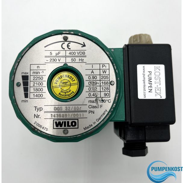 Wilo DOS 32/80r S 32/80 r Pumpenkopf Ersatzmotor Pumpe 1x230V   P13/668