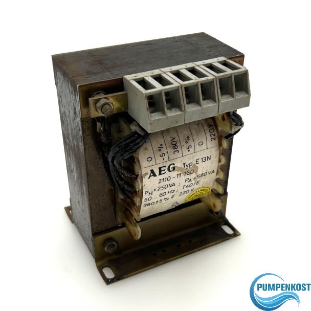 AEG Trafo Typ E 13 N  2110-11 160  pri. 380 V sec. 220V Transformator T9/1050