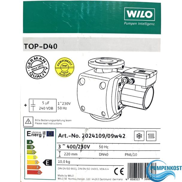 Wilo TOP-D 40 Umwälz- Heizungspumpe 3x400 V / 1x230 V   P12/428