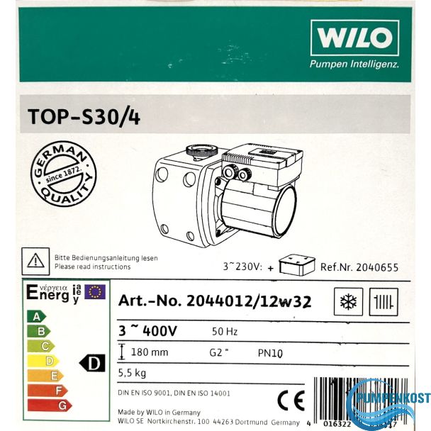 Wilo Top S 30/4 Umwälz- Heizungspumpe 3x400V  P20/9