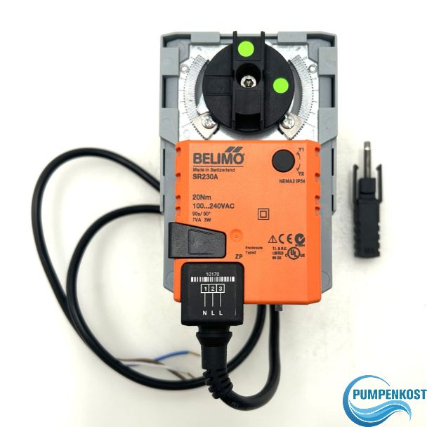 Belimo R340BL 3-Wege-Kugelhahn mit Innengewinde & SR230A Drehantrieb, 20 Nm, AC 100–240 V  K18/442