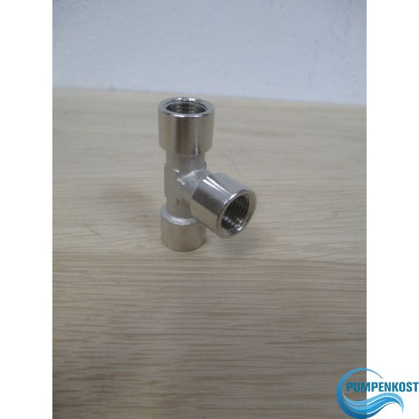 T - Stück mit Innengewinde 1/4 Zoll Messing vernickelt Fitting K17/276