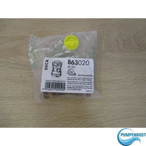 Caleffi Deca Kupplung DN 20 Muffe Nr.: 863020 Messing PE Rohr Verbindung K17/704