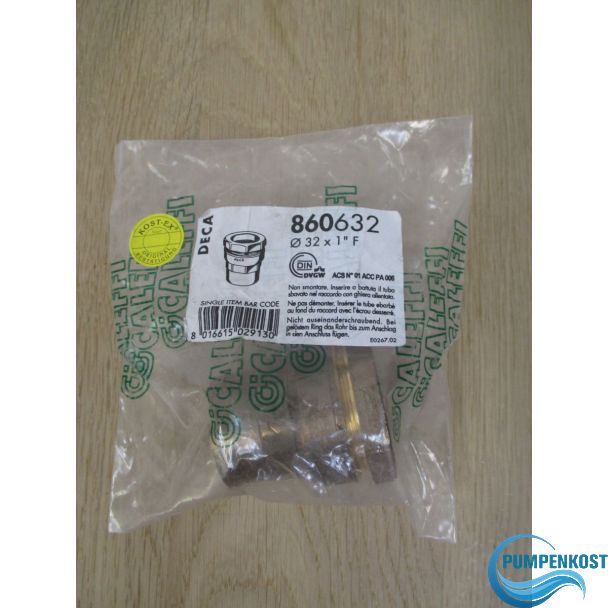 Caleffi Deca Anschluss Verschraubung 32x1 IG Messing Nr. 860632 Fitting K17/743