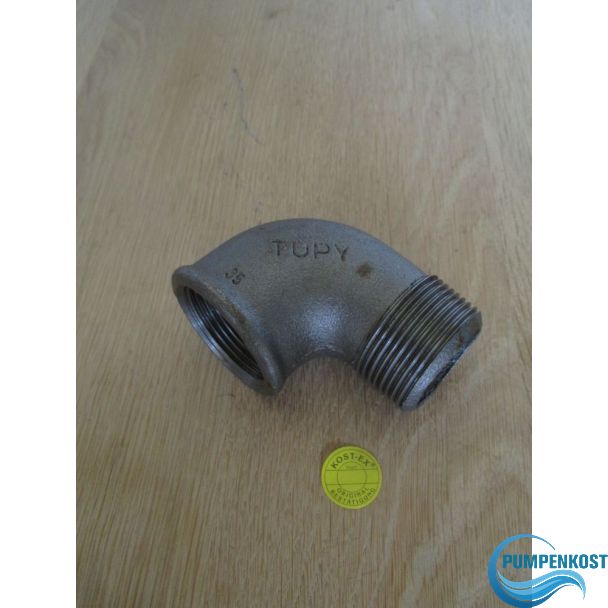 Winkel 90° 1 1/4 " IG auf 1 1/4 " AG Temperguss Fitting schwarz K17/987