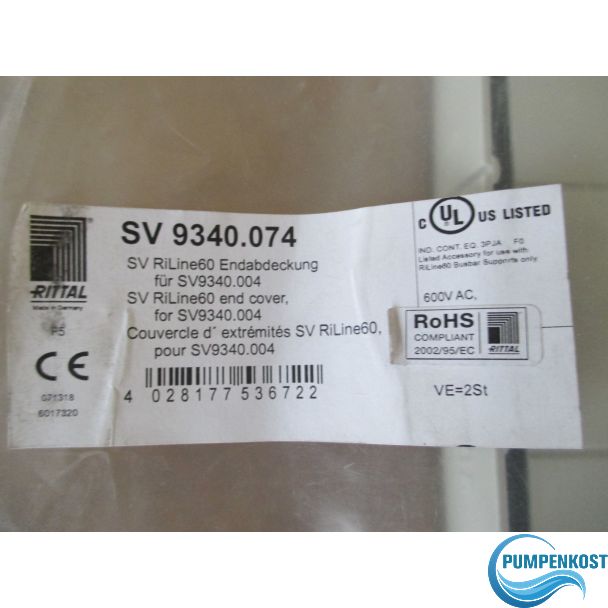 Rittal SV 9340.074 Endabdeckung für SV Ri Line 60 grau K18/194