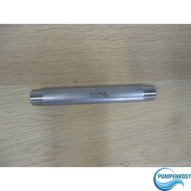 Edelstahl Rohrdoppel Nippel AG + AG 1/2" x 150 mm Gewindefitting K18/480
