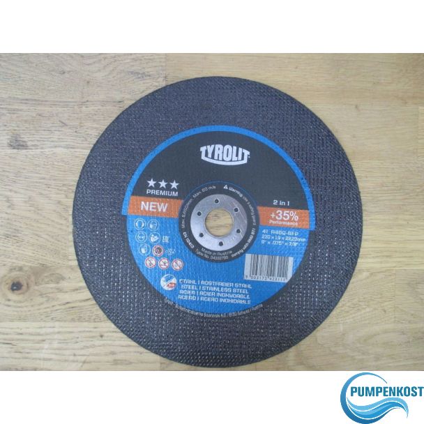 Trennscheibe Tyrolit A46Q Premium 230 x 1,9 x 22,23 mm für Stahl K18/535