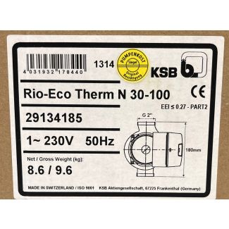 KSB Rio-Eco Therm N 30 - 100 Brauchwasser Energiesparpumpe 1 x 230 V P14/576